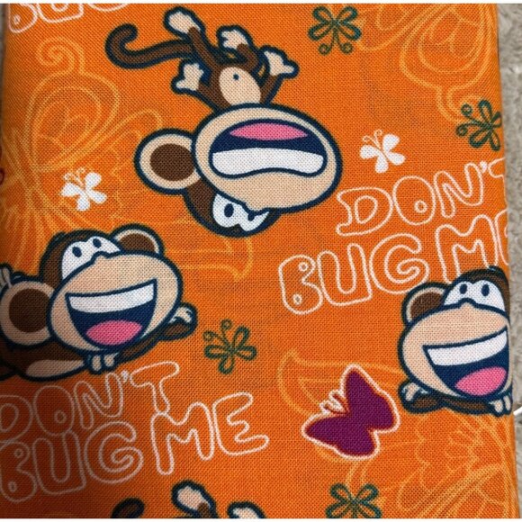 Monkey Pattern Cotton Fabric Orange Don't Bug Me 36" x 44" Bartim 1 Yard Fun - Picture 2 of 4